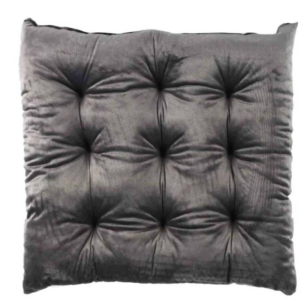 Assento Futton 42X42 cm Veludo Italiano Havan Casa - Ardósia Cinza