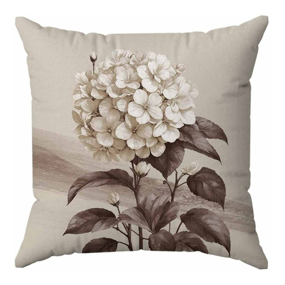 Almofada Veludo Estampado 48X48cm Havan Casa - Hortência Off e Marrom