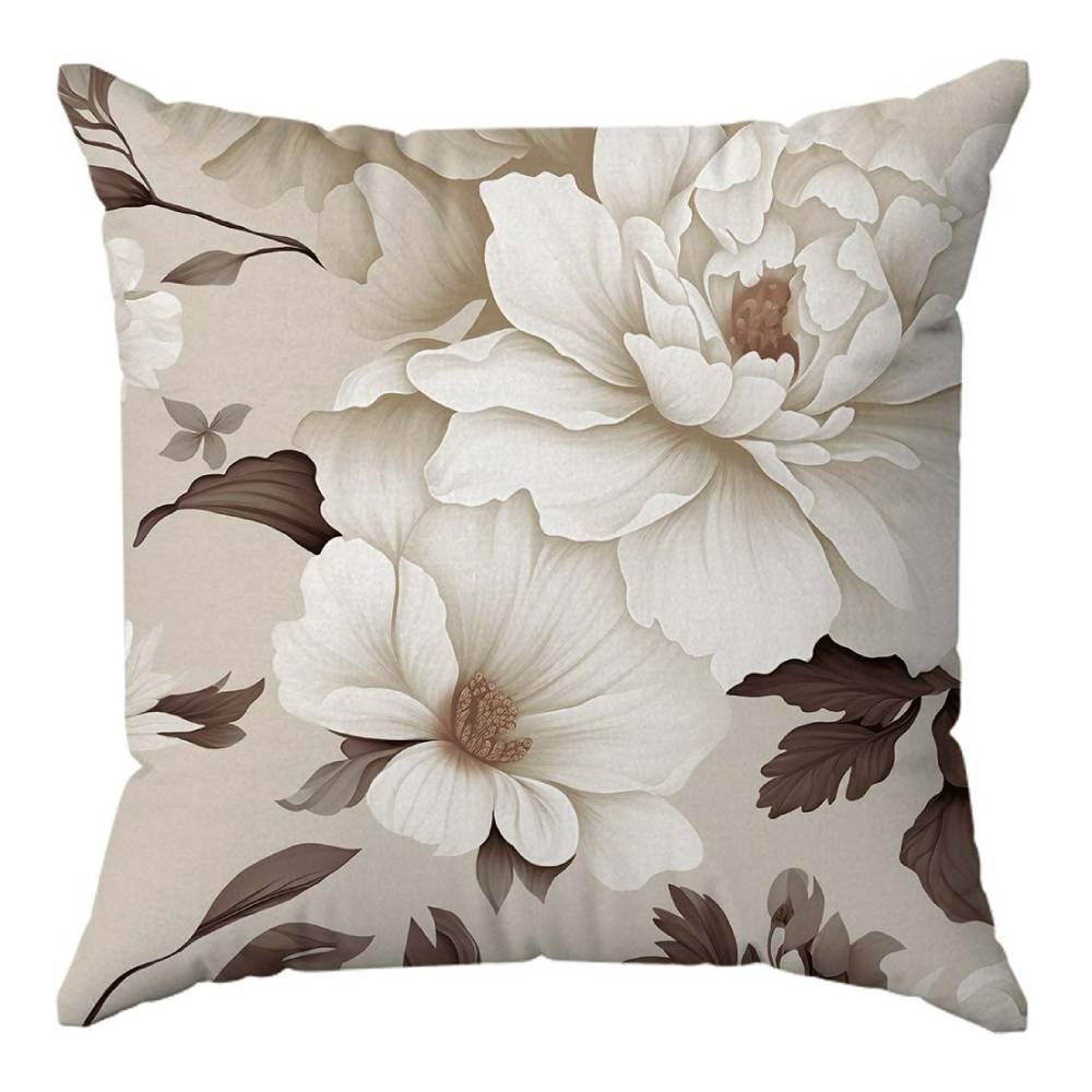 Almofada Veludo Estampado 48X48cm Havan Casa - Flores Off e Marrom