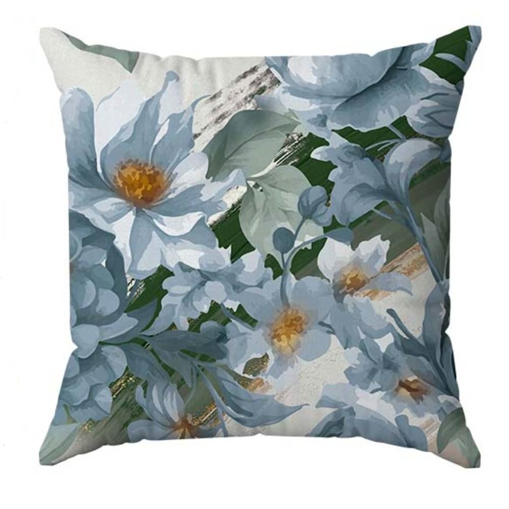Almofada Veludo Estampado 48X48cm Havan Casa - Jardim Azul e Verde