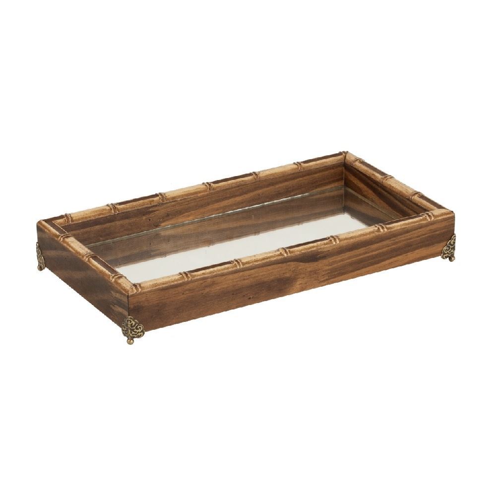 Bandeja Decorativa Espelhada Com Pé Bw Quadros 31Cm - Bambu