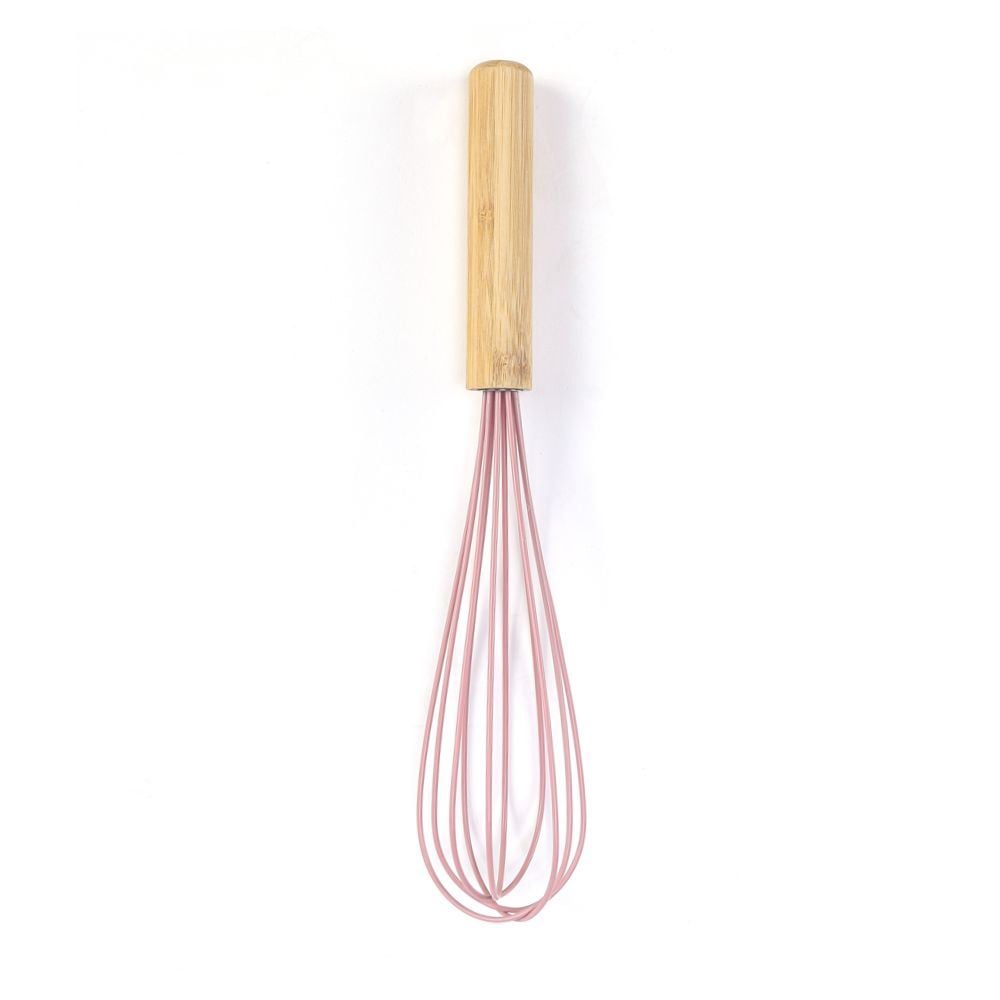 Batedor Fouet de Silicone com Cabo de Bambu Havan Casa - Rosa