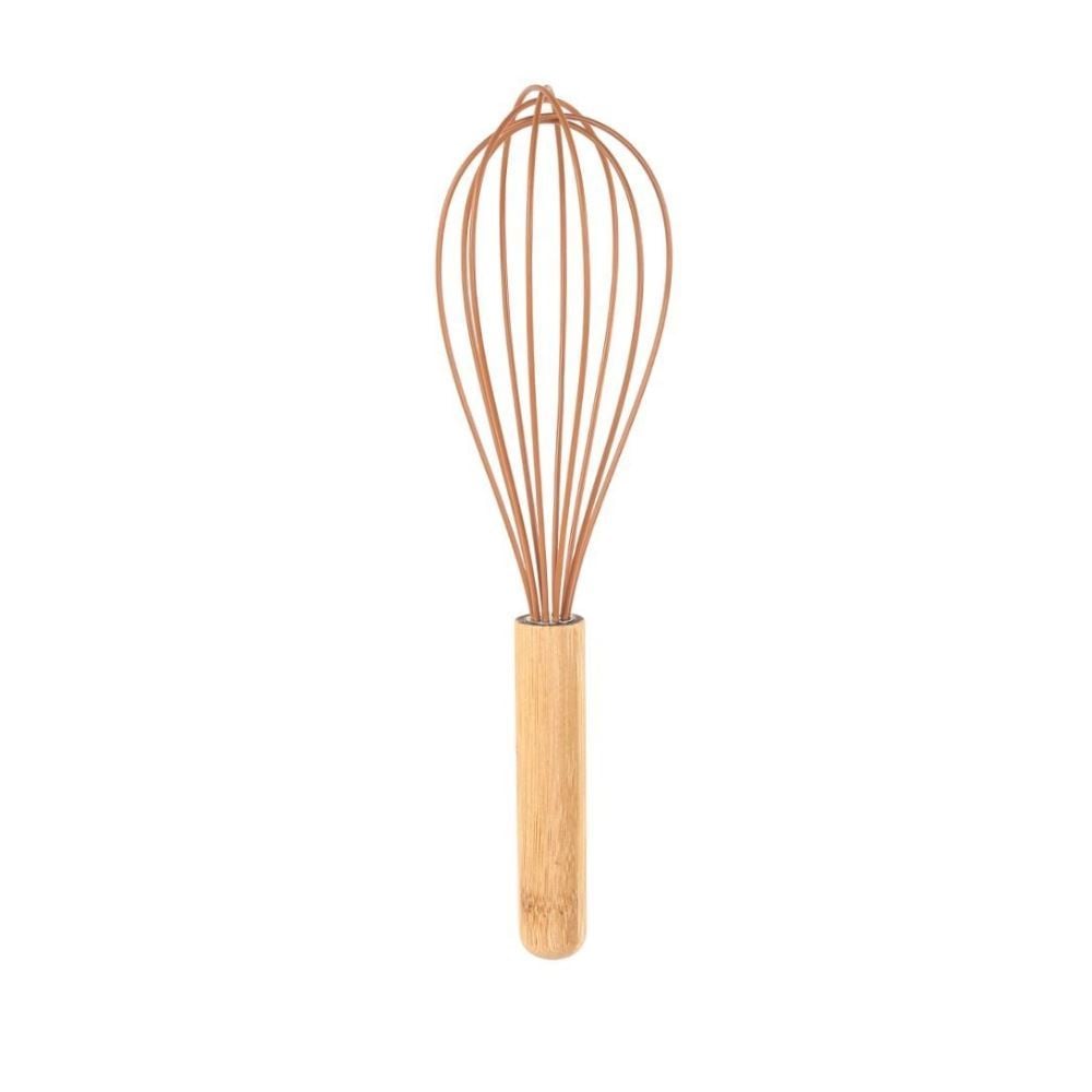 Batedor Fouet de Silicone com Cabo de Bambu Havan Casa - Caramelo