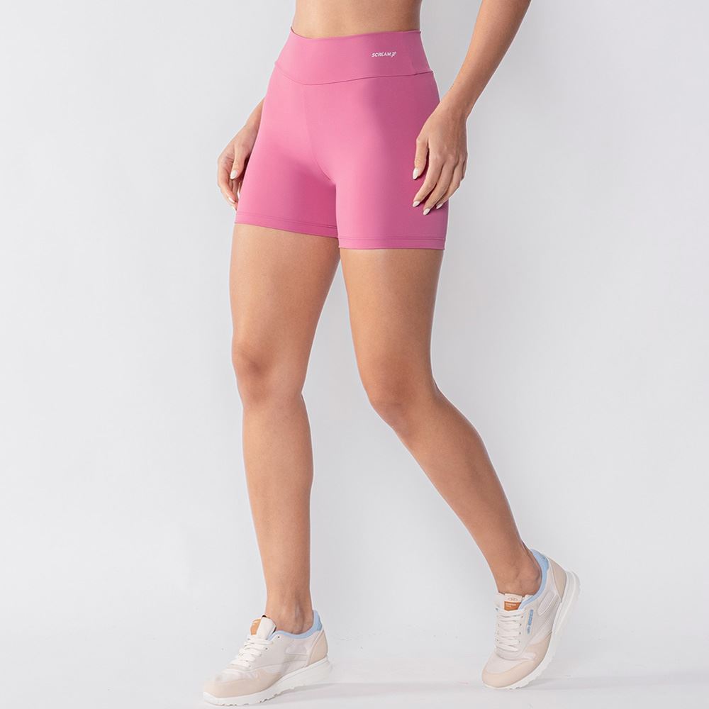 Bermuda Fitness Feminina De Poliamida Scream Rosa