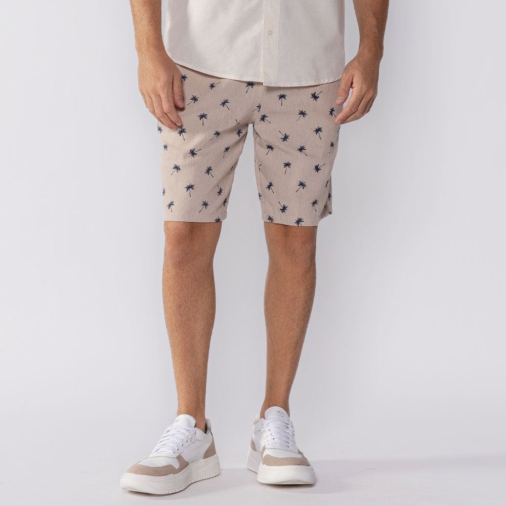 Bermuda Masculina Estampada De Sarja Marc Alain Caqui 033/037