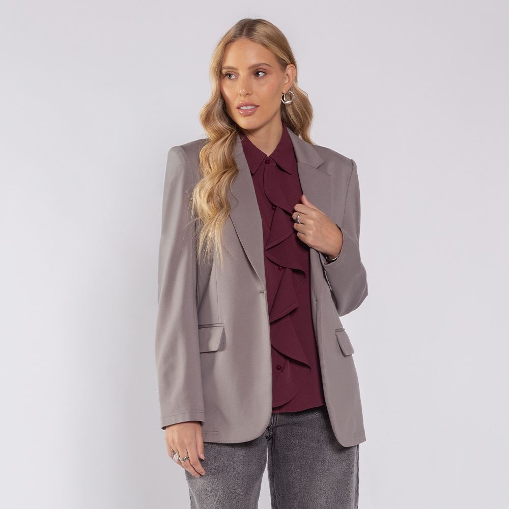 Blazer Feminino Em Ponto Roma Patricia Foster Granito