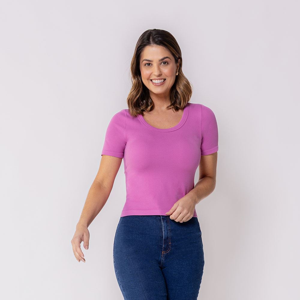 Blusa Feminina Canelada Sem Costura Patricia Foster Encanto