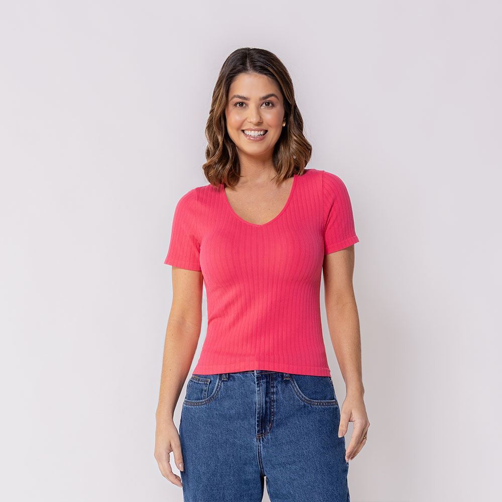 Blusa Feminina De Poliamida Sem Costura Patricia Foster Framboesa
