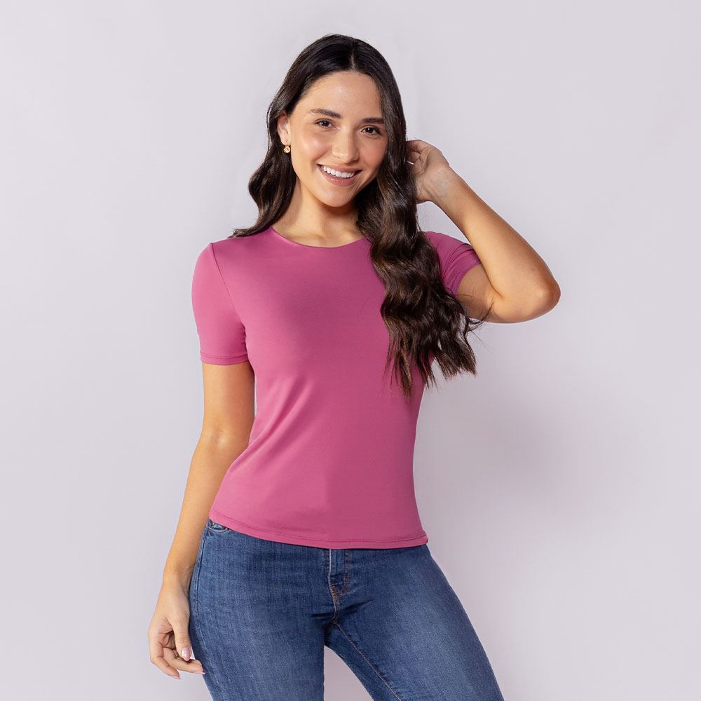 Blusa Feminina Em Poliamida Patricia Foster Rosa