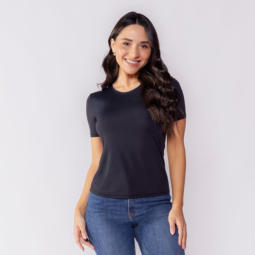 Blusa Feminina Em Poliamida Patricia Foster Preto