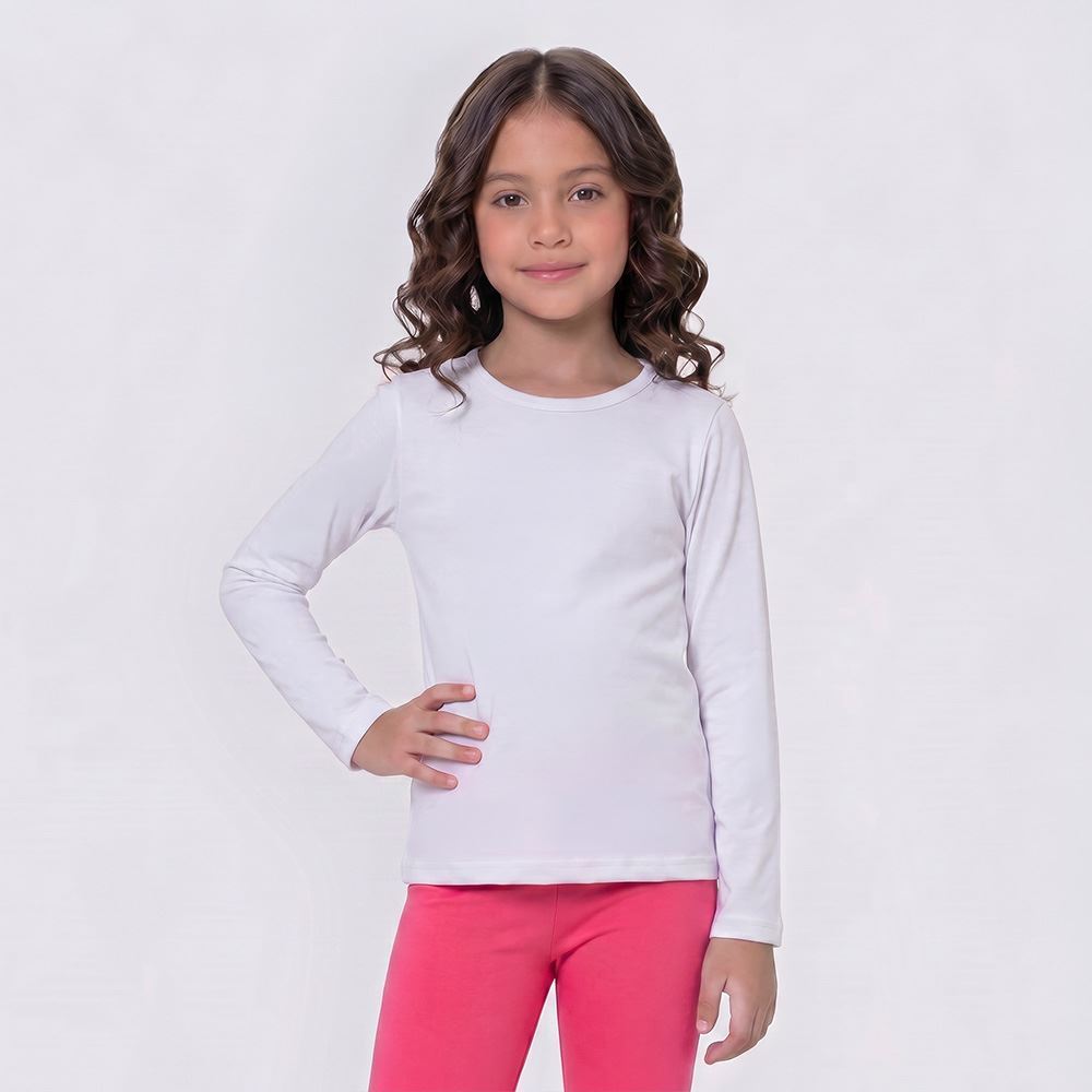 Blusa Térmica Infantil Menina 4 a 10 Anos Marmelada Branco