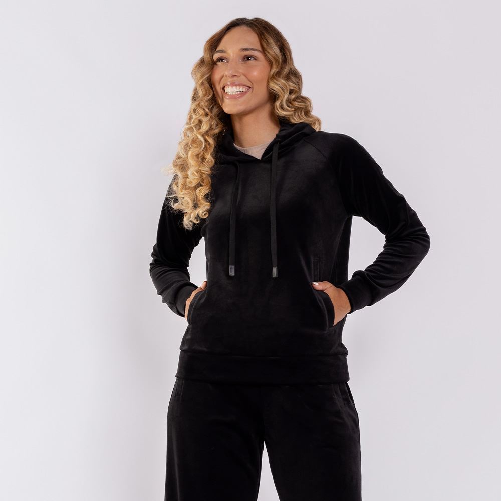 Blusão Feminino Esportivo Em Plush Com Capuz Scream Preto