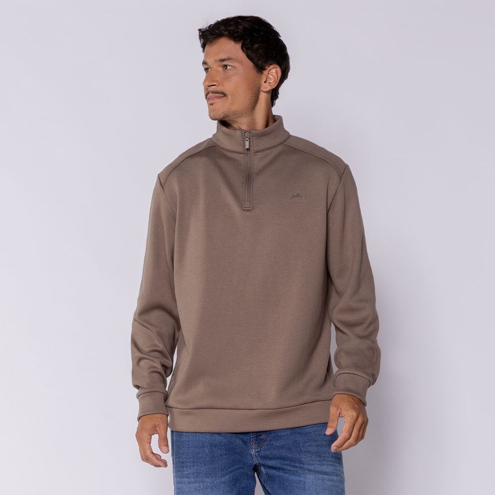 Blusão Masculino Gola Alta Com Zíper Marc Alain Castor