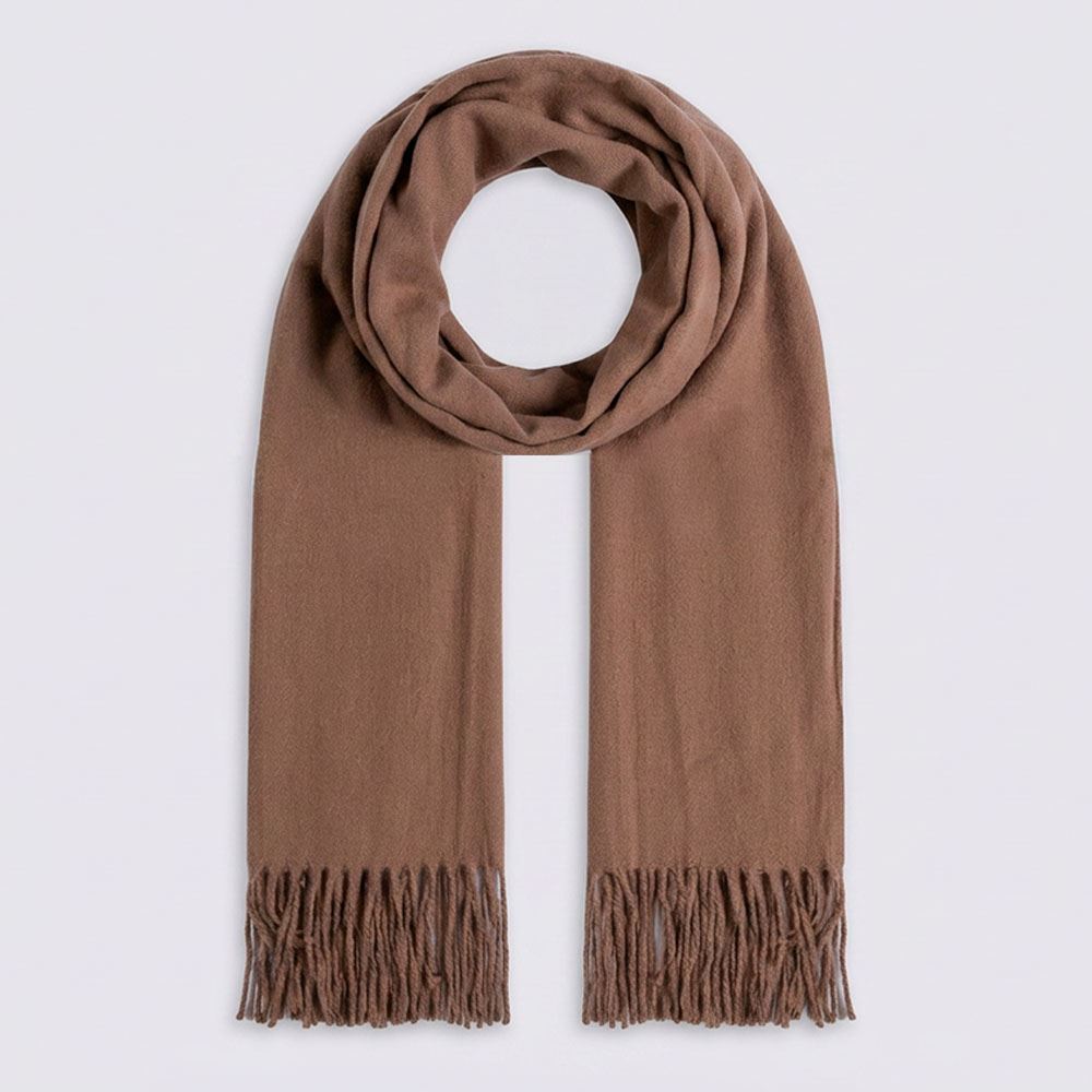 Cachecol Feminino Em Tricot Com Franja Boby Blues Caramelo