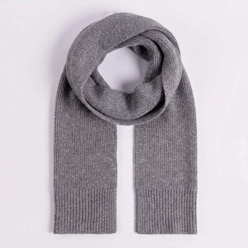 Cachecol Feminino Em Tricot Lurex Boby Blues Cinza Mescla