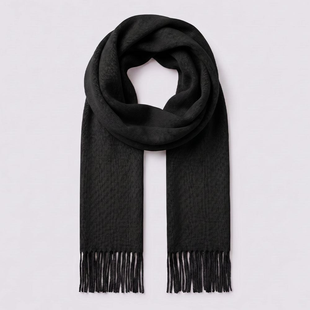 Cachecol Feminino Liso Com Franjas Boby Blues Preto