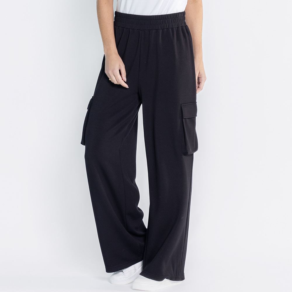 Calça Cargo Feminina De Malha Viscose Boby Blues Preto