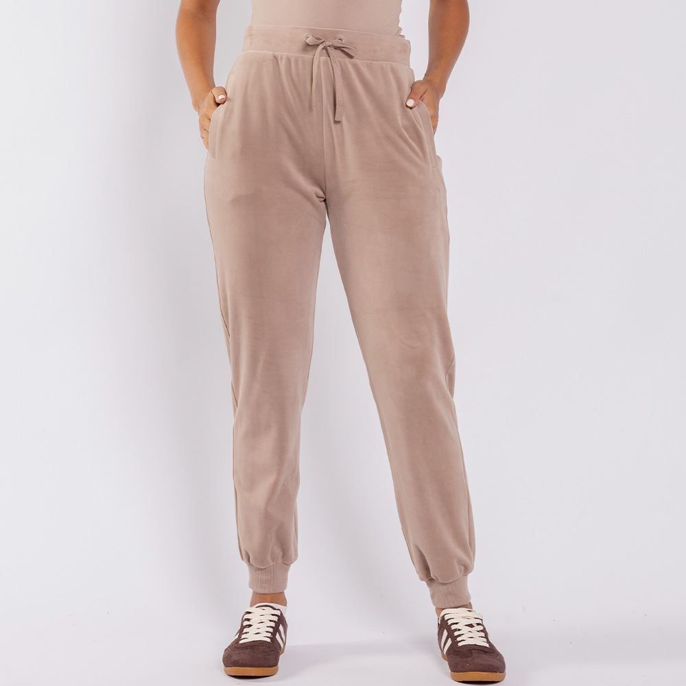 Calça Feminina Esportiva Jogger em Plush Scream Bege Fendi
