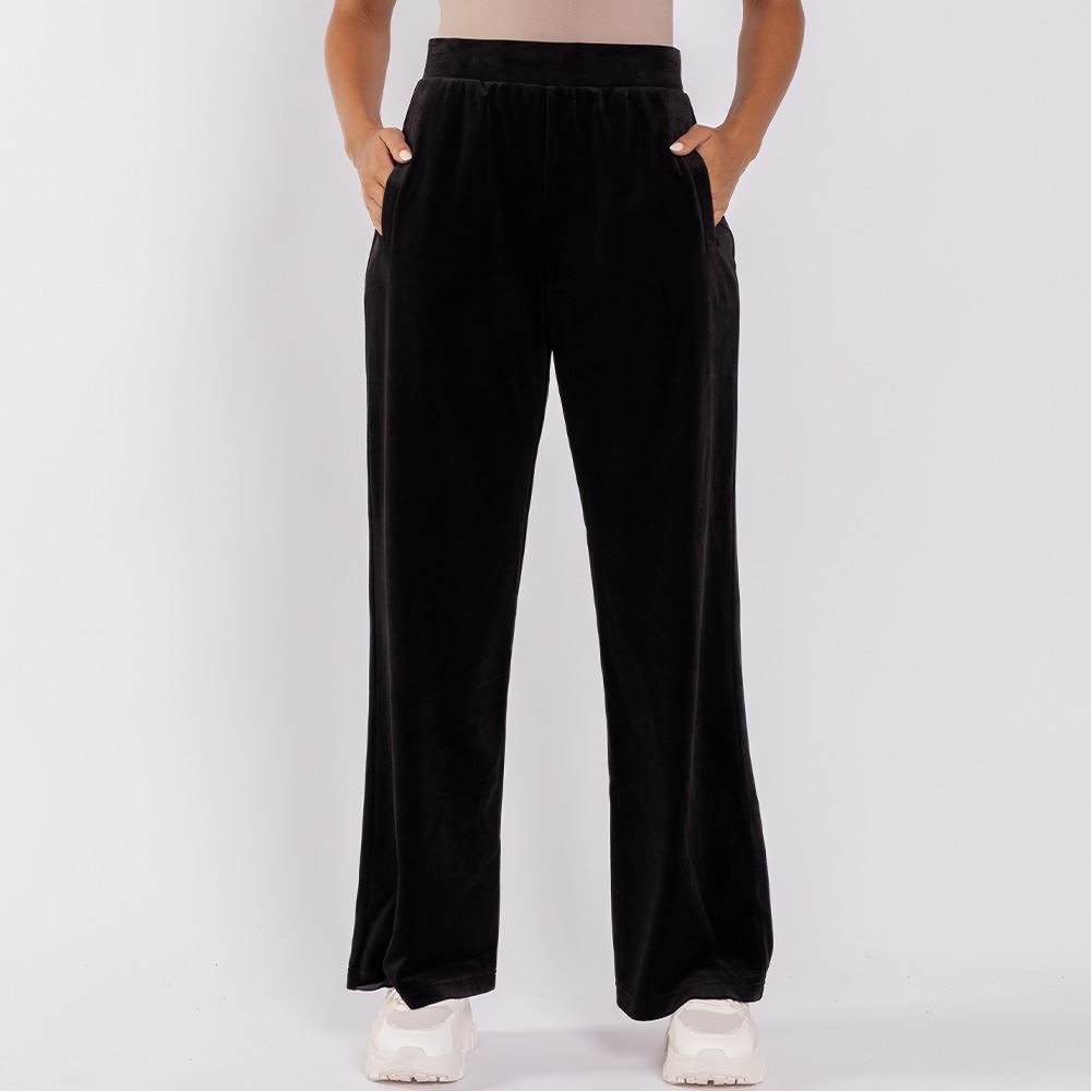 Calça Feminina Esportiva Wide Leg Em Plush Scream Preto