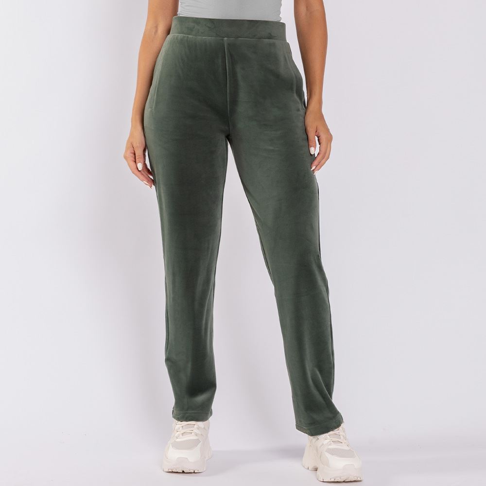 Calça Feminina Esportiva Reta em Plush Scream Verde Oliva