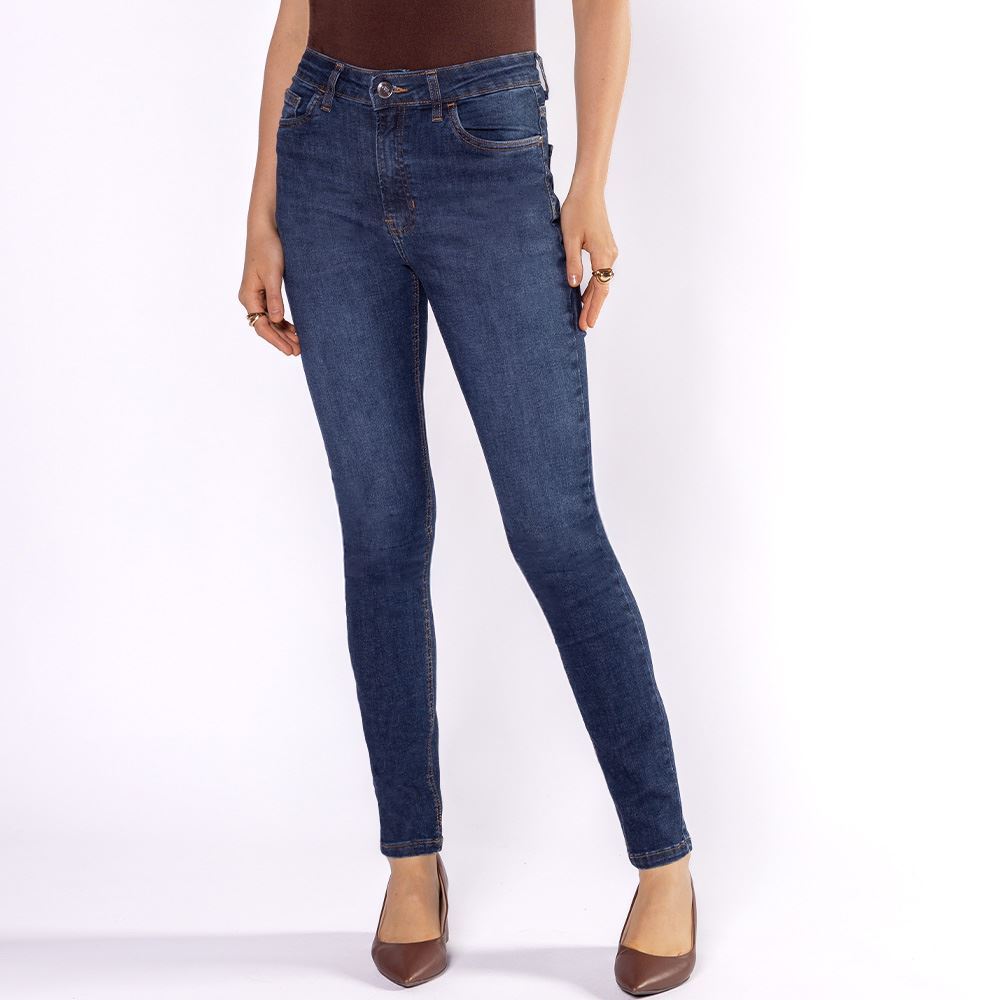 Calça Jeans Feminina Skinny Patricia Foster Azul Escuro