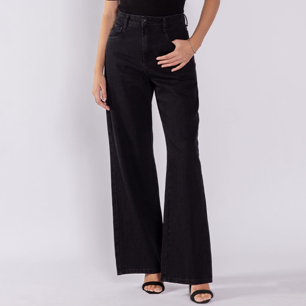 Calça Jeans Feminina Wide Leg Boby Blues  Preto