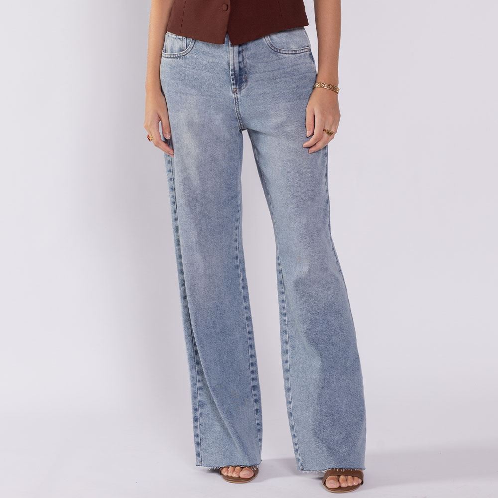 Calça Jeans Feminina Wide Leg Boby Blues  Azul Medio