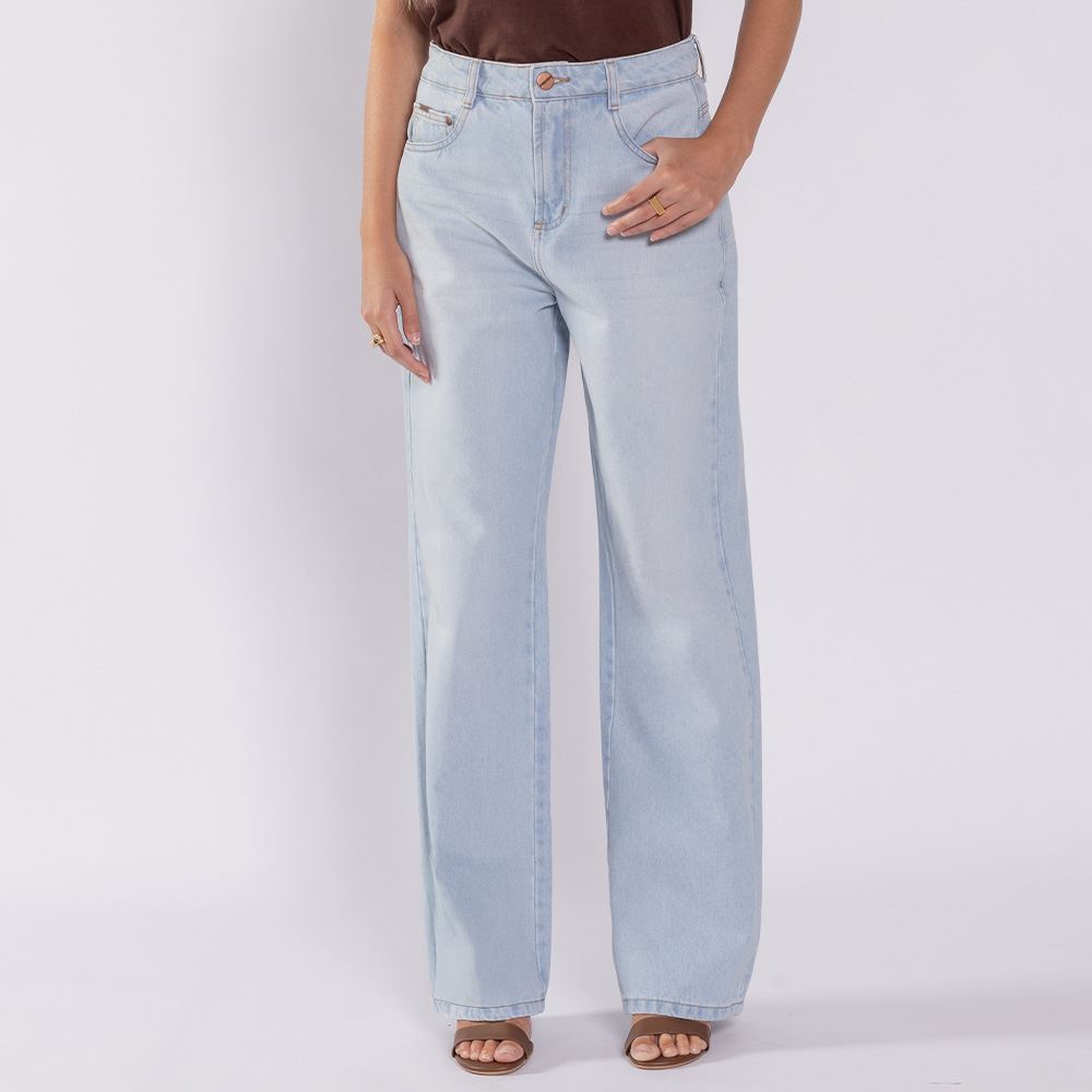 Calça Jeans Feminina Wide Leg Boby Blues  Azul Claro