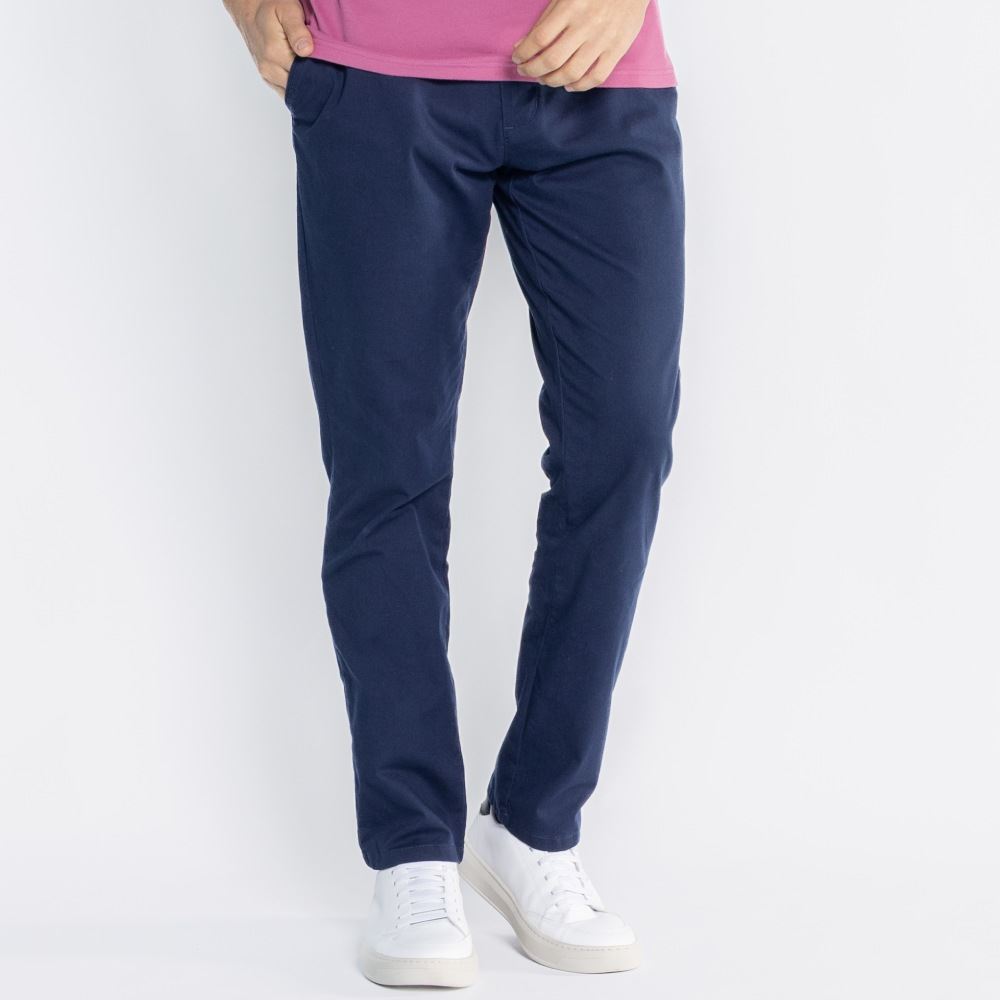 Calça Masculina Slim De Sarja Marc Alain Azul Marinho