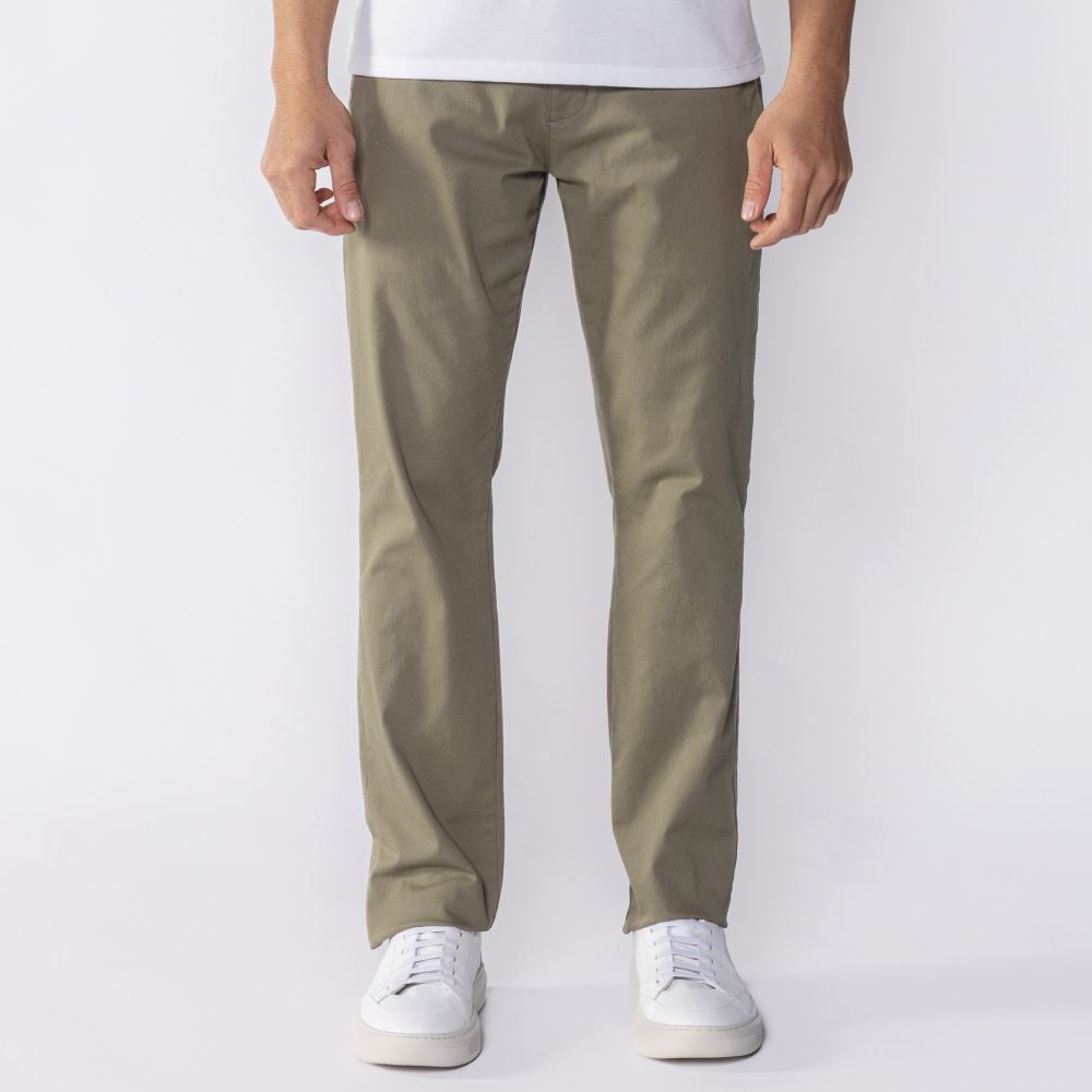 Calça Masculina Slim De Sarja Marc Alain Verde Militar