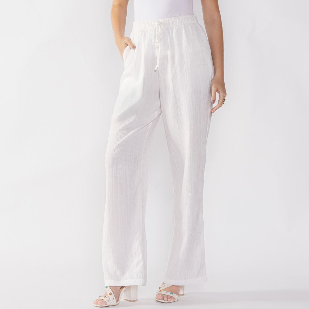 Calça Pantalona Estilo Pijama Boby Blues Off White