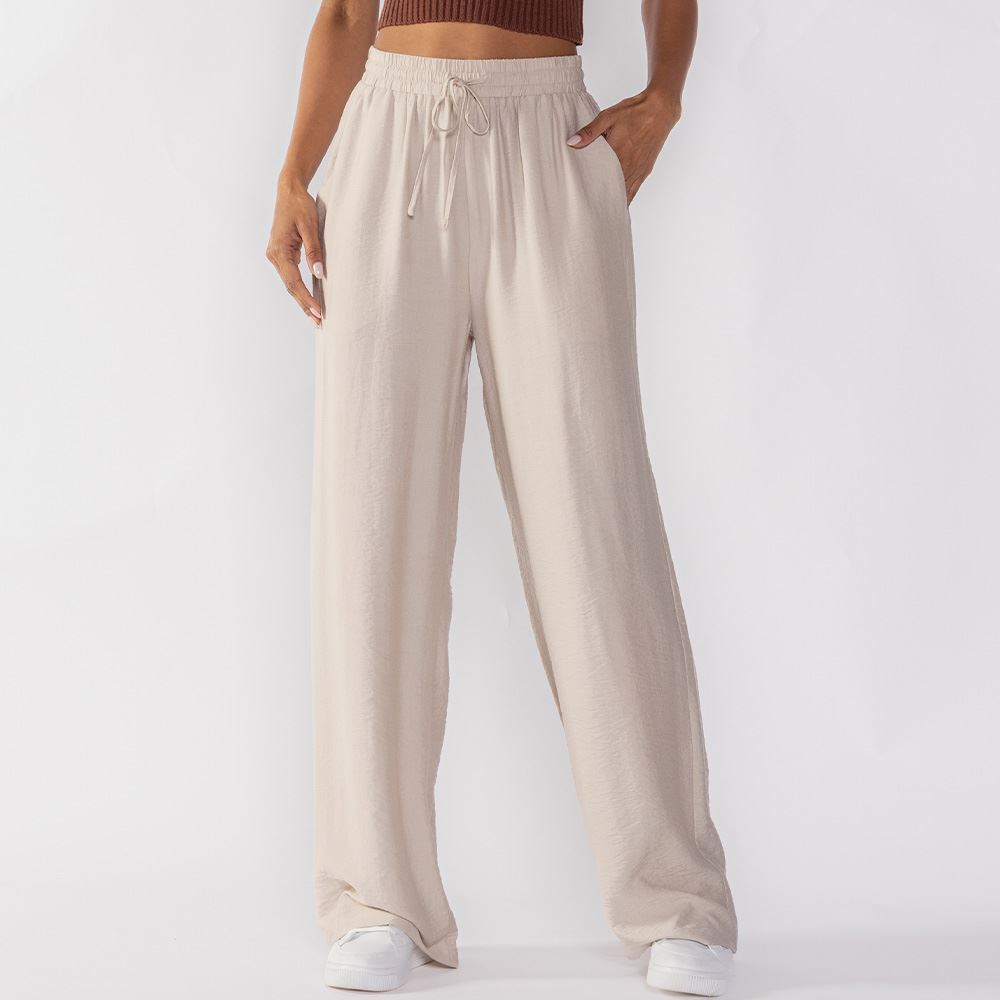 Calça Pantalona Estilo Pijama Patricia Foster Bege