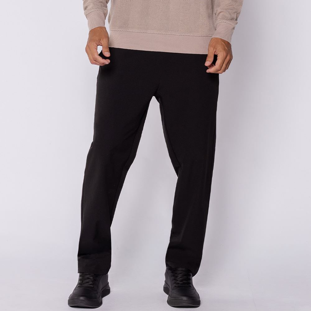 Calça Reta Masculina Com Elástico Em Poliamida Thing Preto