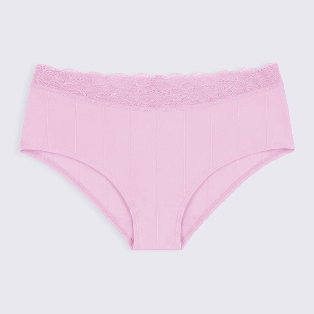 Calcinha Básica Com Renda No Cós Camila Moretti Rosa 14-3209