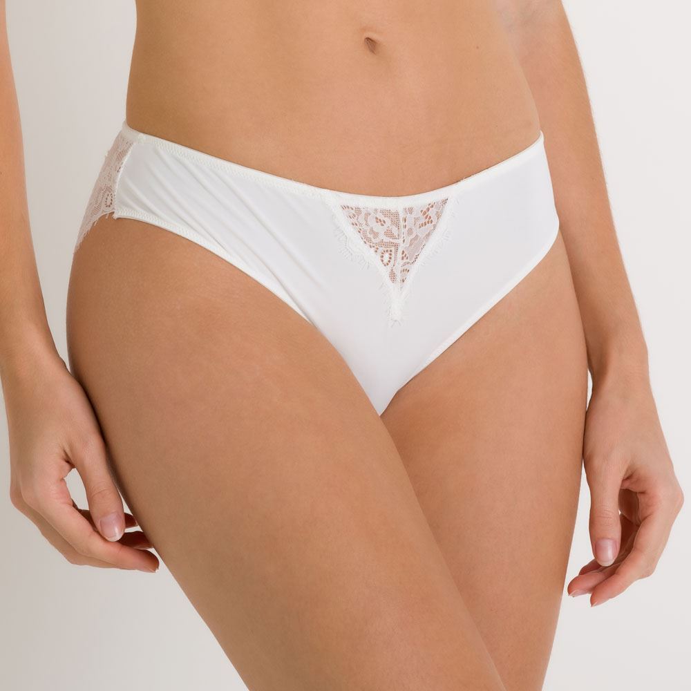 Calcinha Em Microfibra E Renda De Poliamida Camila Moretti Off White