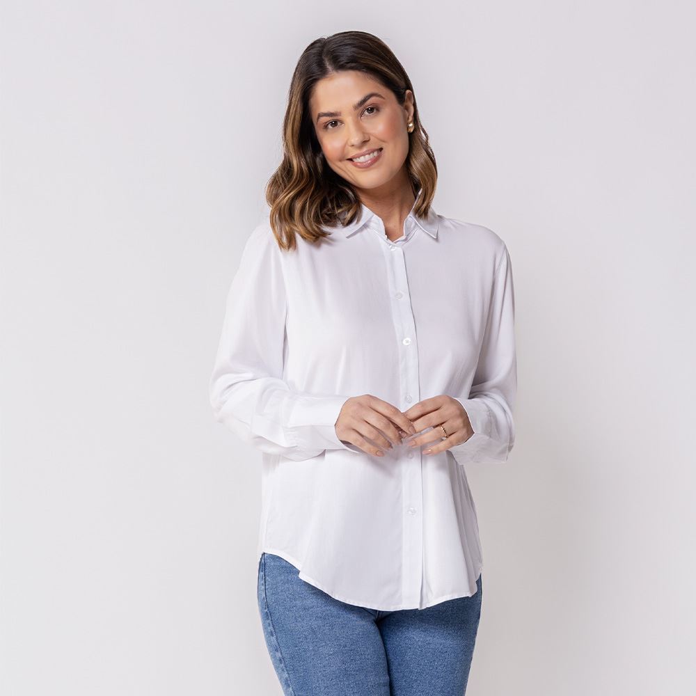 Camisa Feminina Manga Longa Patricia Foster Branco