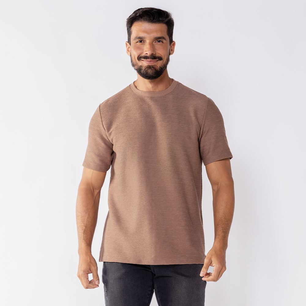 Camiseta Masculina Em Malha Mustang Thing Castanho Mr00134