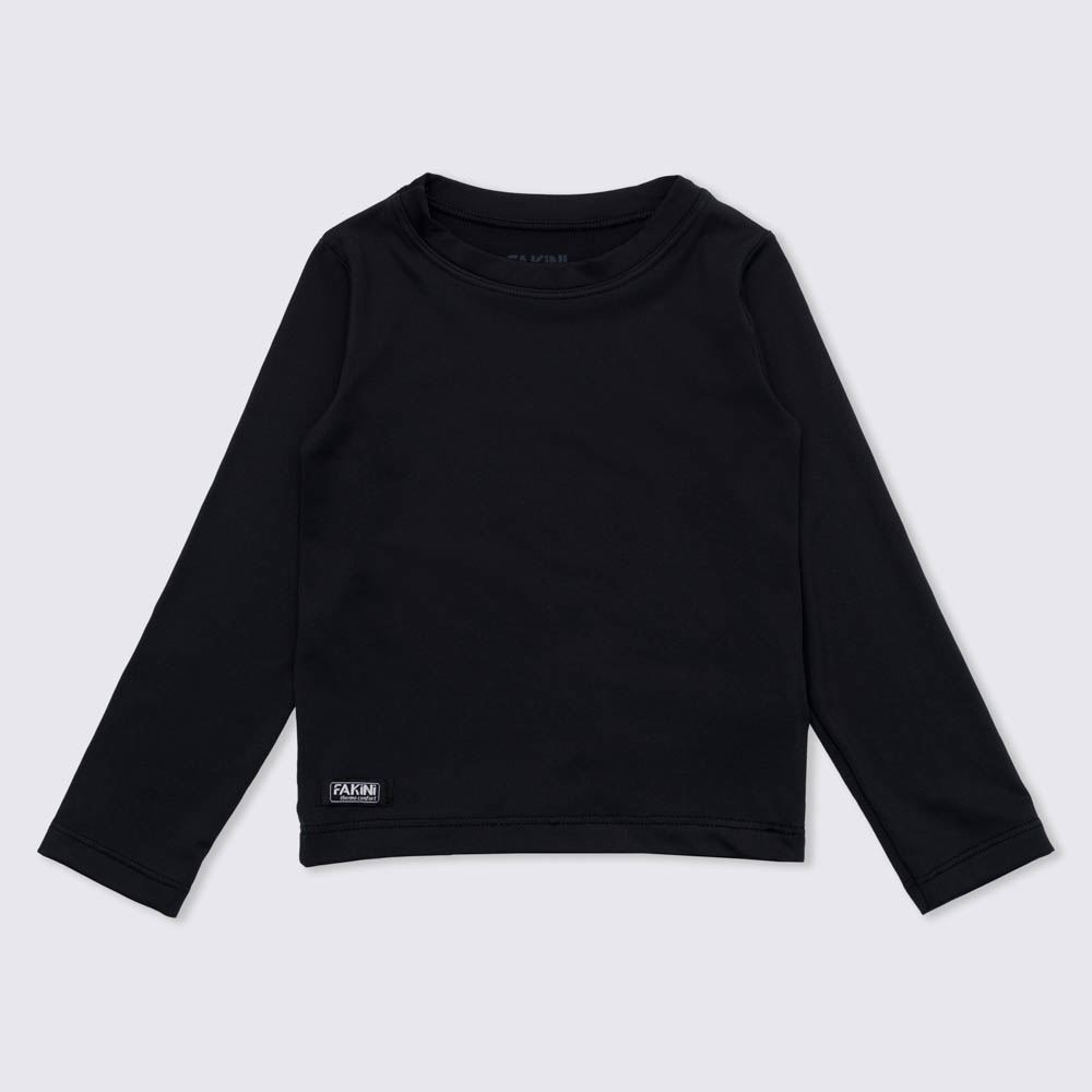 Camiseta 1 a 3 anos Térmica Gola Redonda Fakini Preto