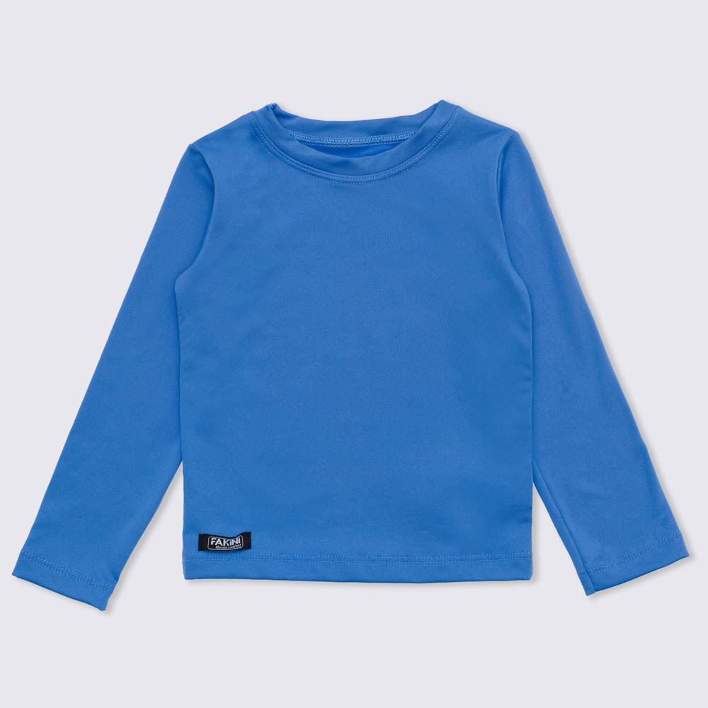 Camiseta 1 a 3 anos Térmica Gola Redonda Fakini Azul Claro