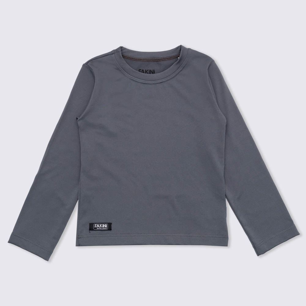 Camiseta 12 a 16 anos Térmica Gola Redonda Fakini Chumbo