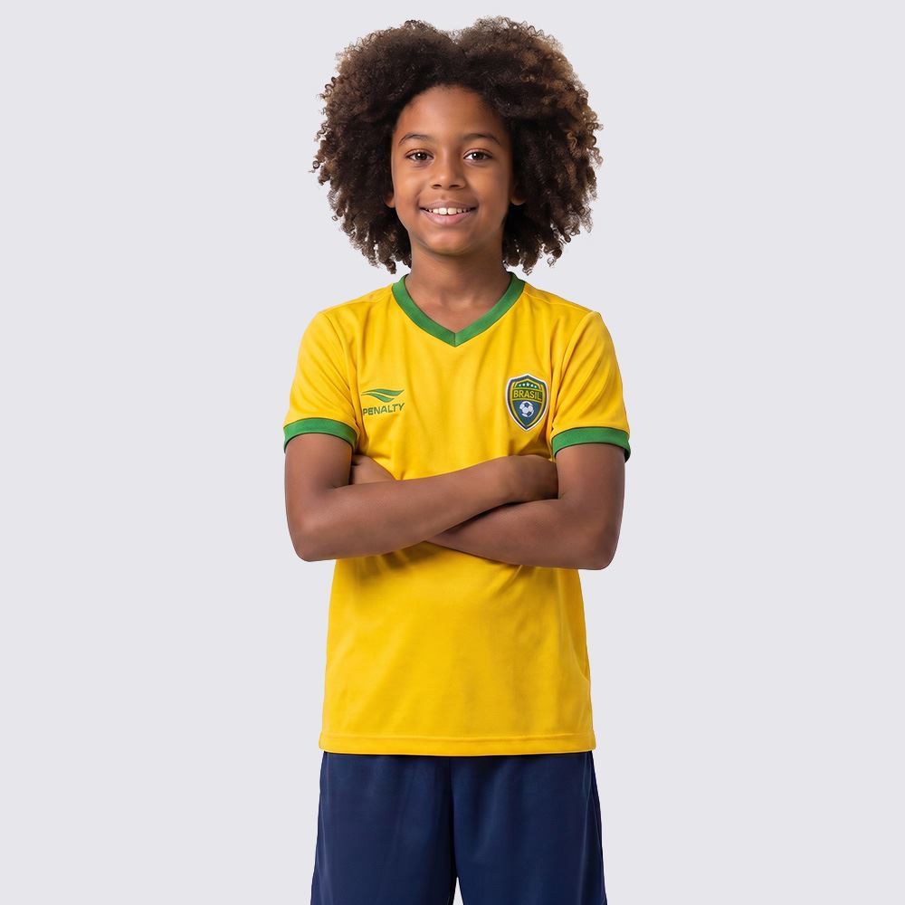 Camiseta do Brasil infantil unissex Player Penalty amarela