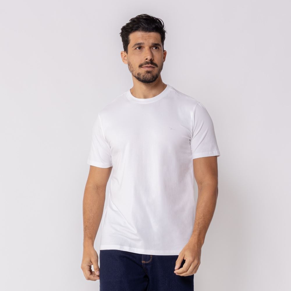 Camiseta Masculina Básica Cotton Marc Alain Branco