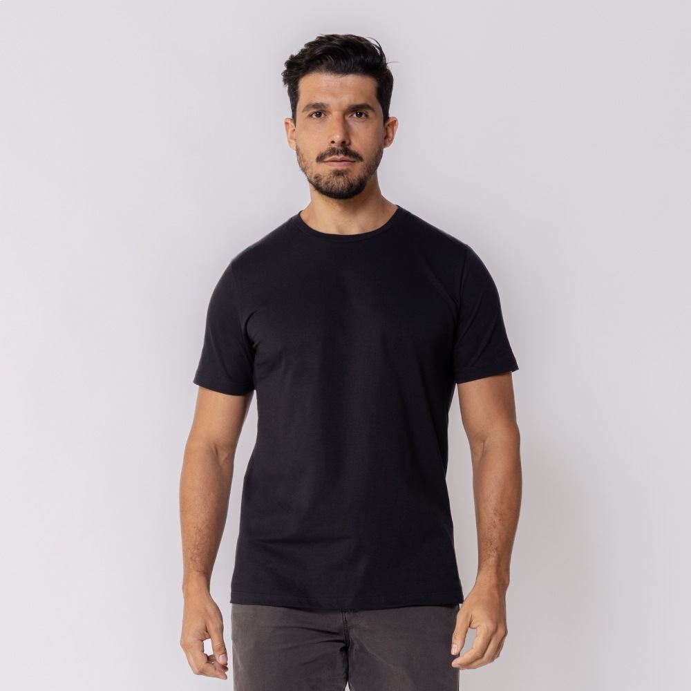 Camiseta Masculina Básica De Algodão Marc Alain Preto