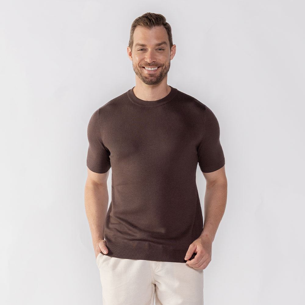 Camiseta Masculina Básica Tricot Thing Marrom