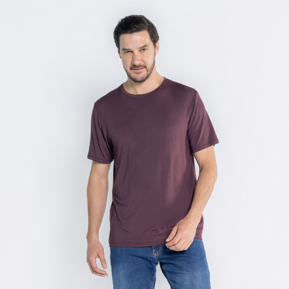 Camiseta Tech Modal Masculina Thing Vinho Capuccino