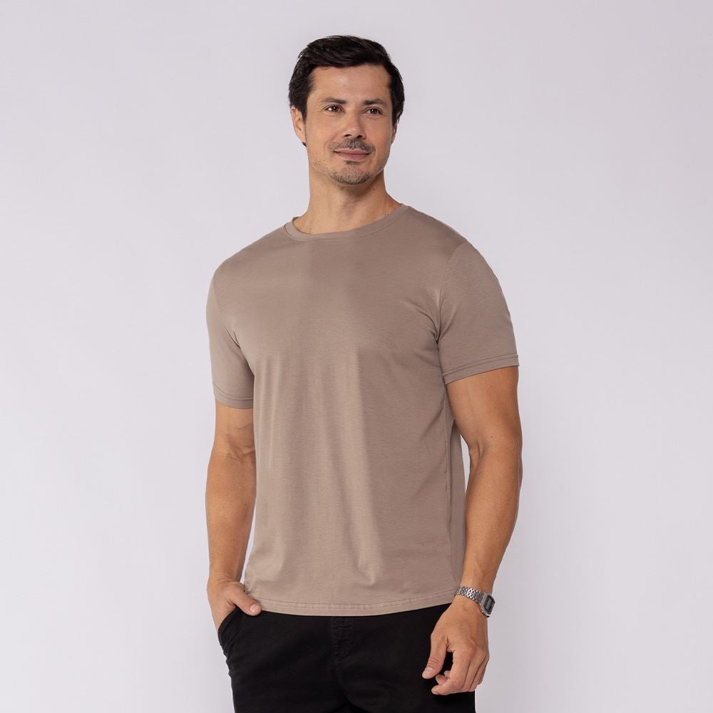 Camiseta Pima Masculina Marc Alain Caqui