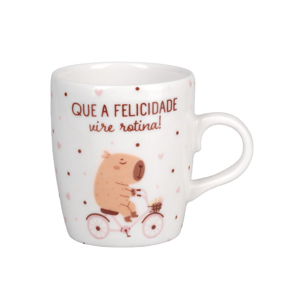 Caneca de Porcelana Estampada Havan Casa 230 ml - Que A Felicidade Vire Rotina