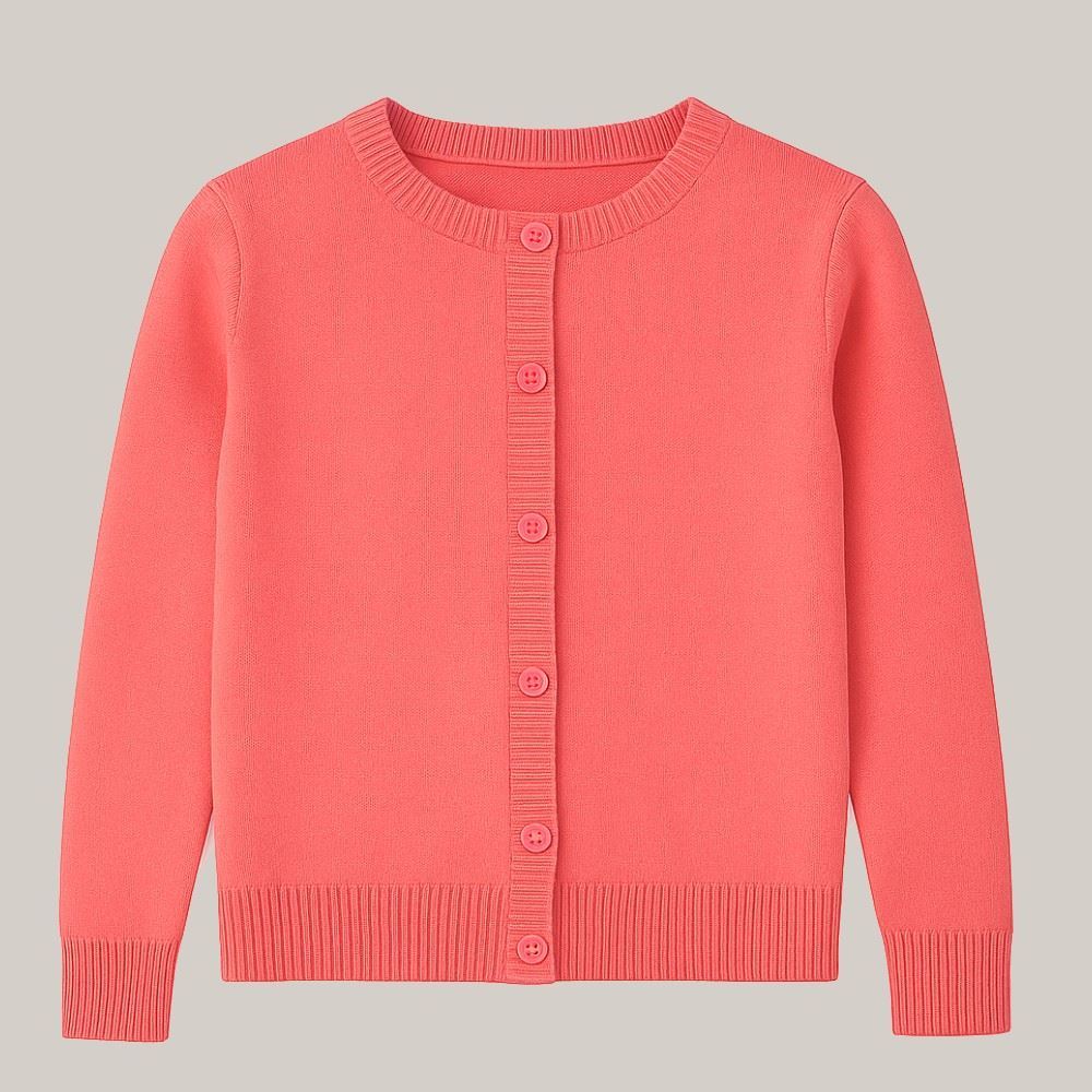 Cardigan Infantil Menina De Tricot 4 a 10 Anos Marmelada Coral