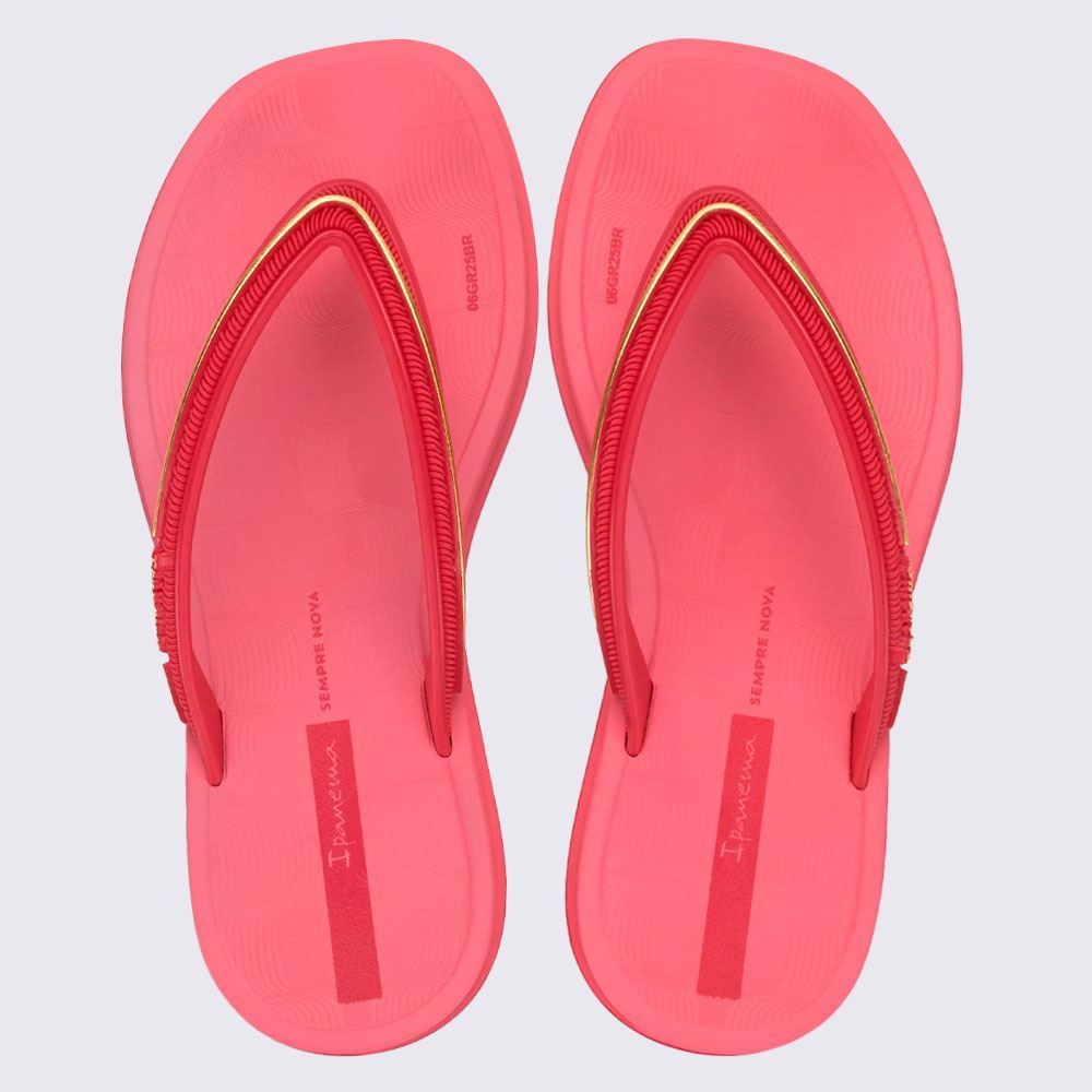 Chinelo Ipanema Infantil Glow Rosa Medio/Rosa/Dourado