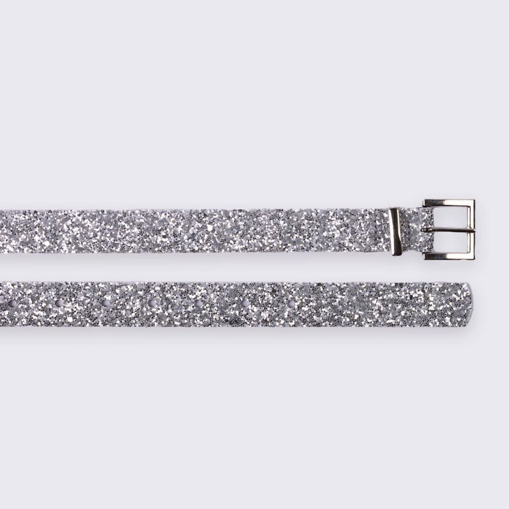 Cinto Feminino De Couro Sintético Glitter Boby Blues Prata